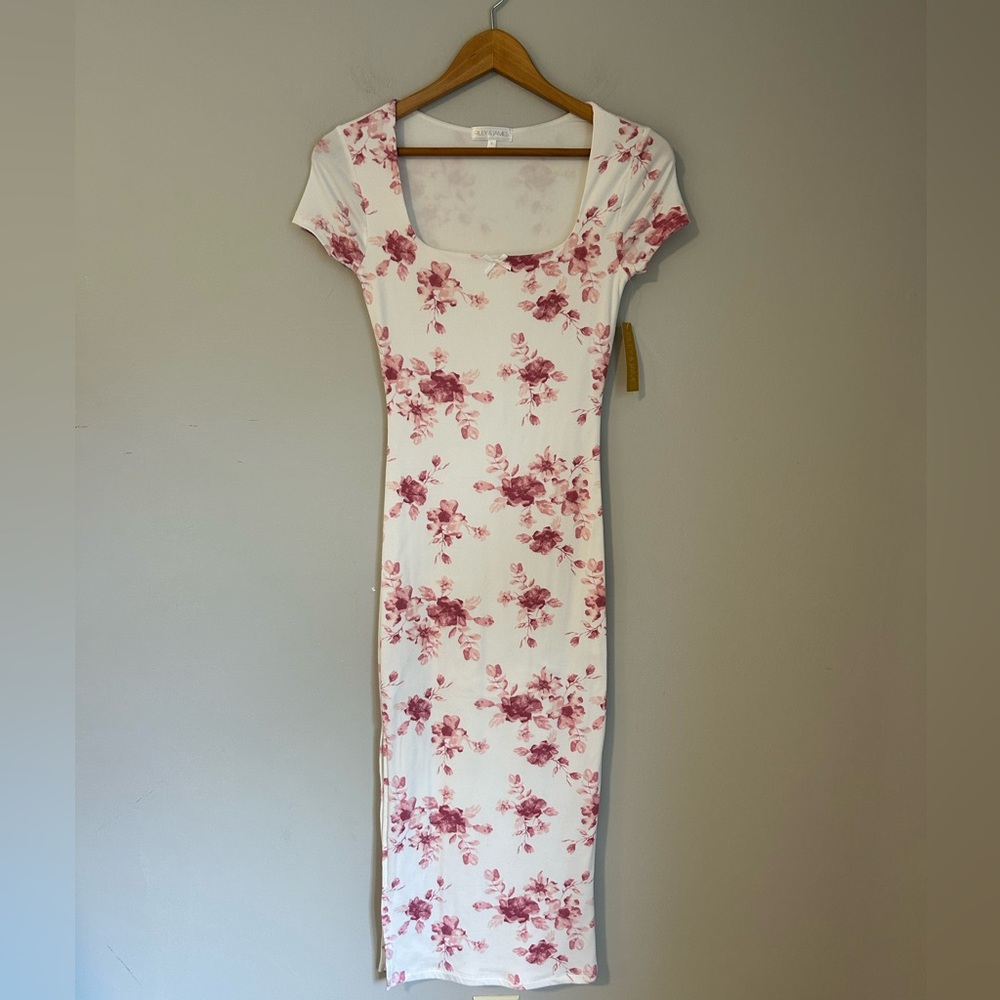 NWT Riley & James White Pink Floral Maxi Dress Women’s Size Small
